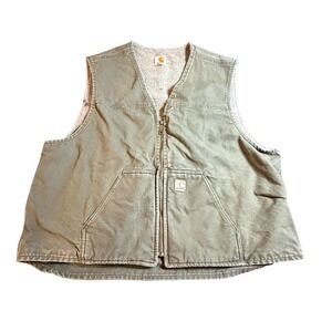 Carhartt V26 ARG Sherpa Lined Duck Canvas Vest Mens 3XL Army Green Workwear